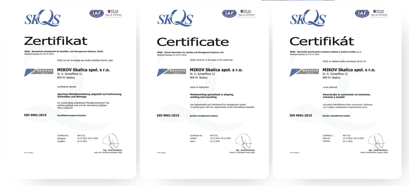 hochwertige Metallarbeiten MIKOV Skalica